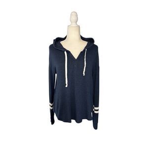 Hollister navy v-neck hoodie - M